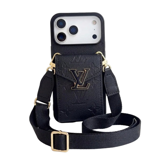 LV Luxury Phone Case with Card Holder For iPhone 12-18 Pro & Pro Max