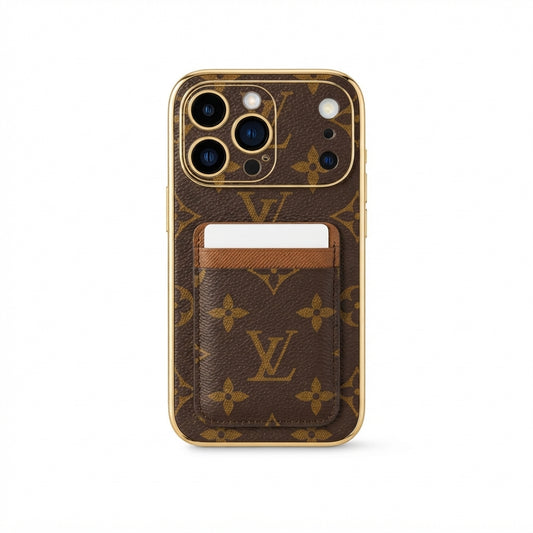 Luxury LV Phone Case with Card Holder For iPhone 12-18 Pro & Pro Max