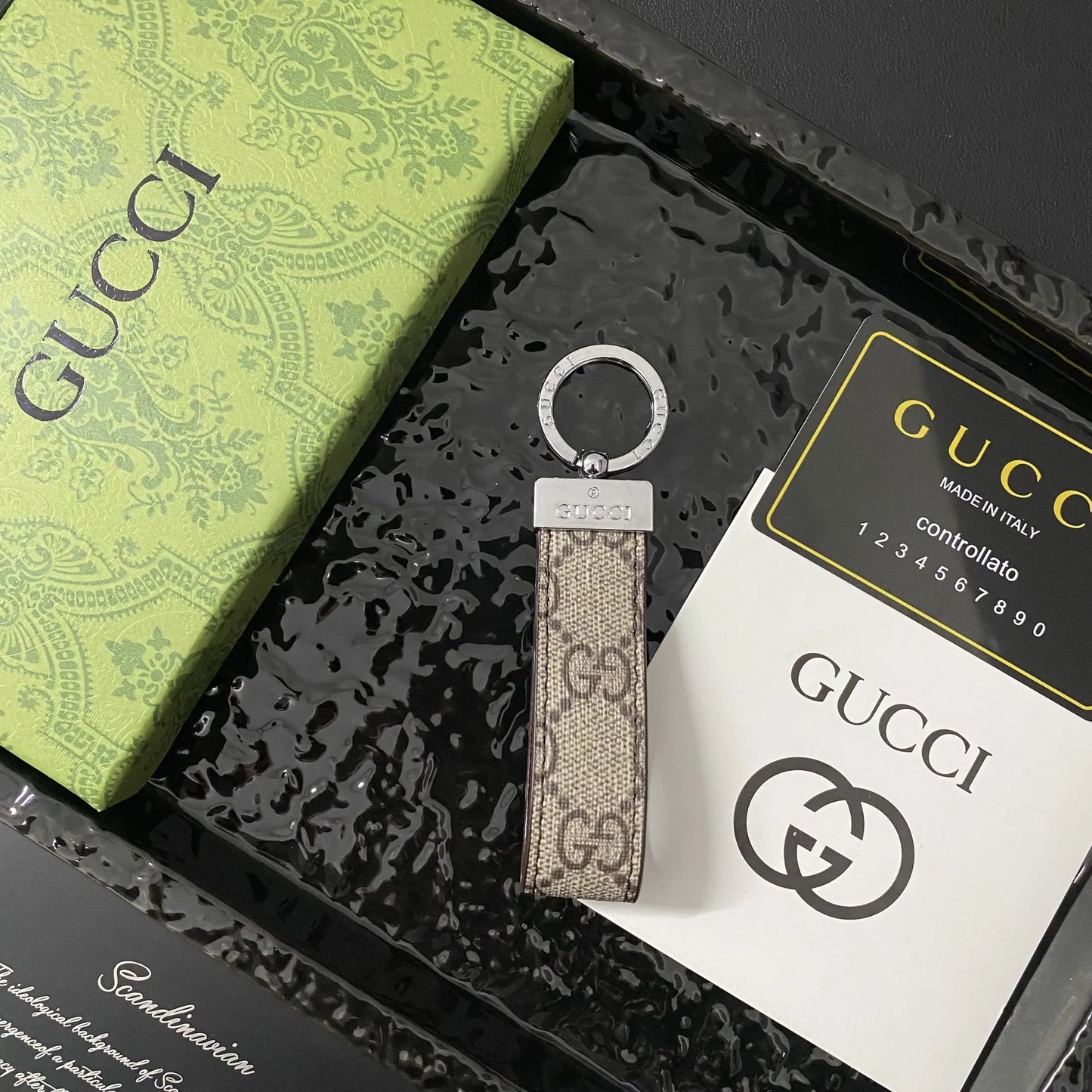 Leather GG Key Holder Bag Charm