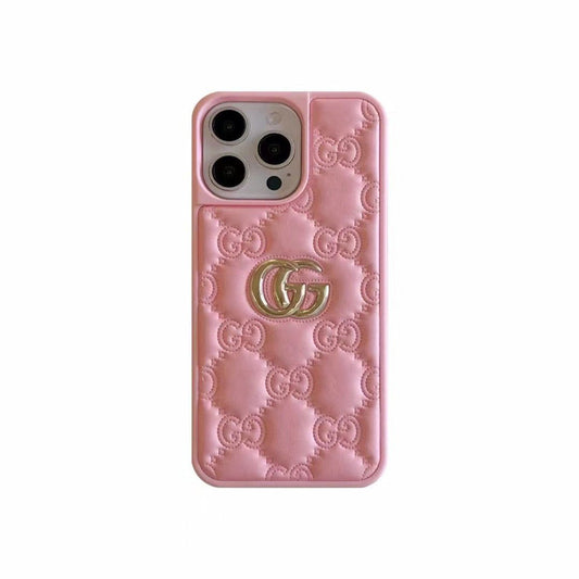 Luxury Stamped Leather iPhone Case for 13-18