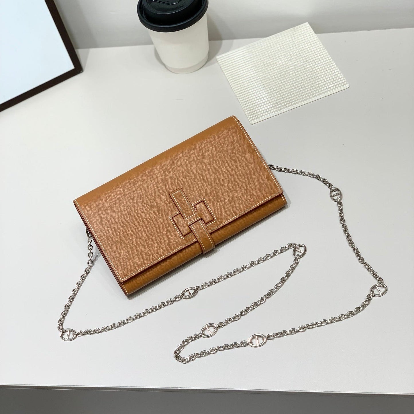 Luxury Hermes Wallet with Chain