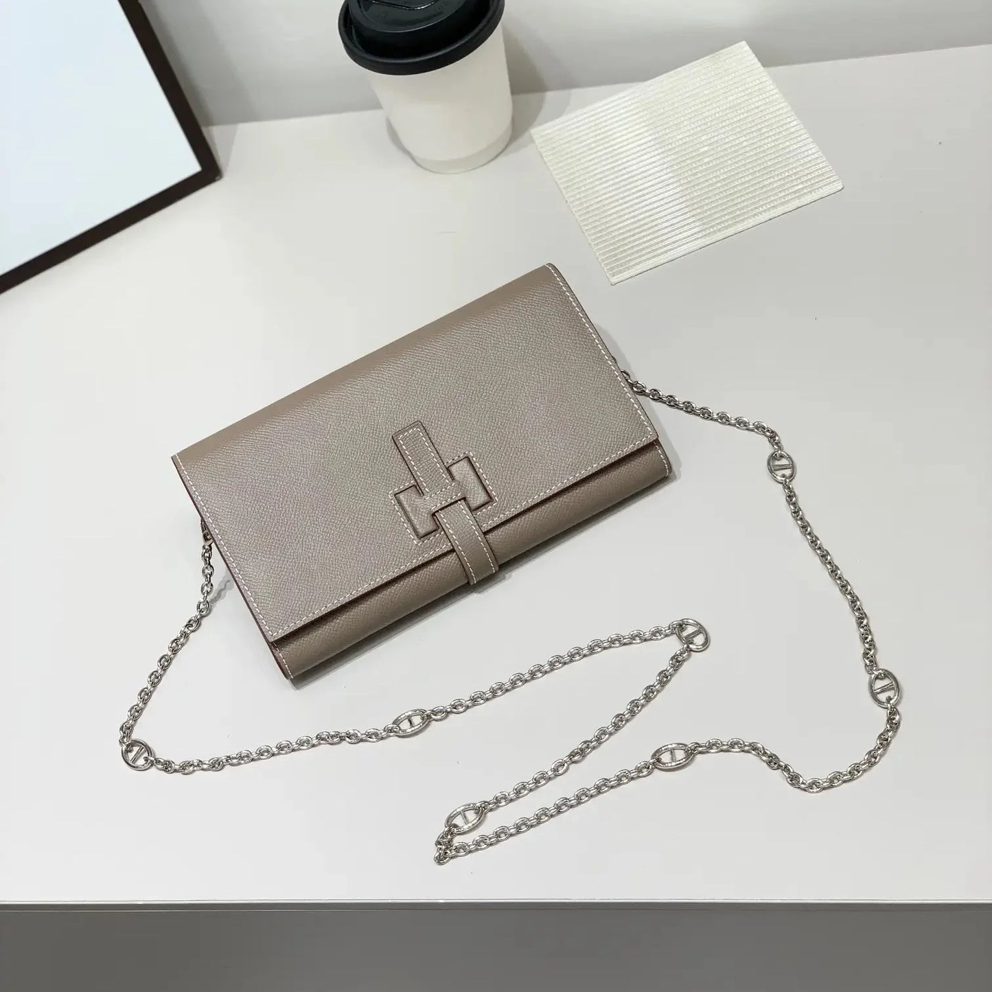 Luxury Hermes Wallet with Chain