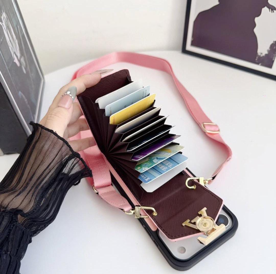 LV Luxury Phone Case with Card Holder For iPhone 17/ 16/ 15/ 14