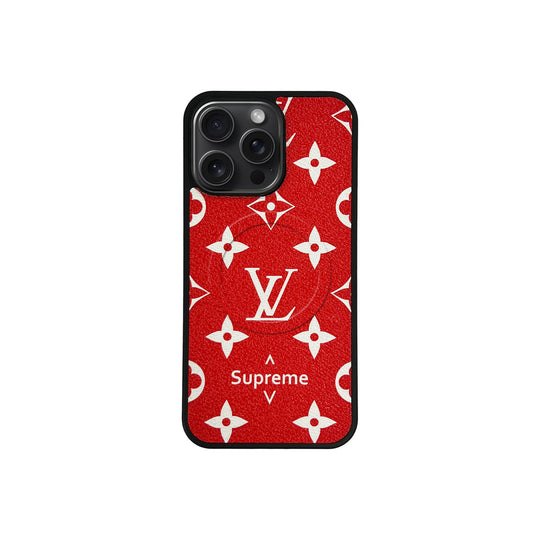 LV Red Monogram MagSafe Case for iPhone 12-17 Series