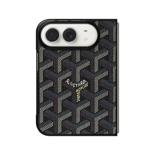 Luxury GYD Monogram Case Logo Black for iPhone Duo