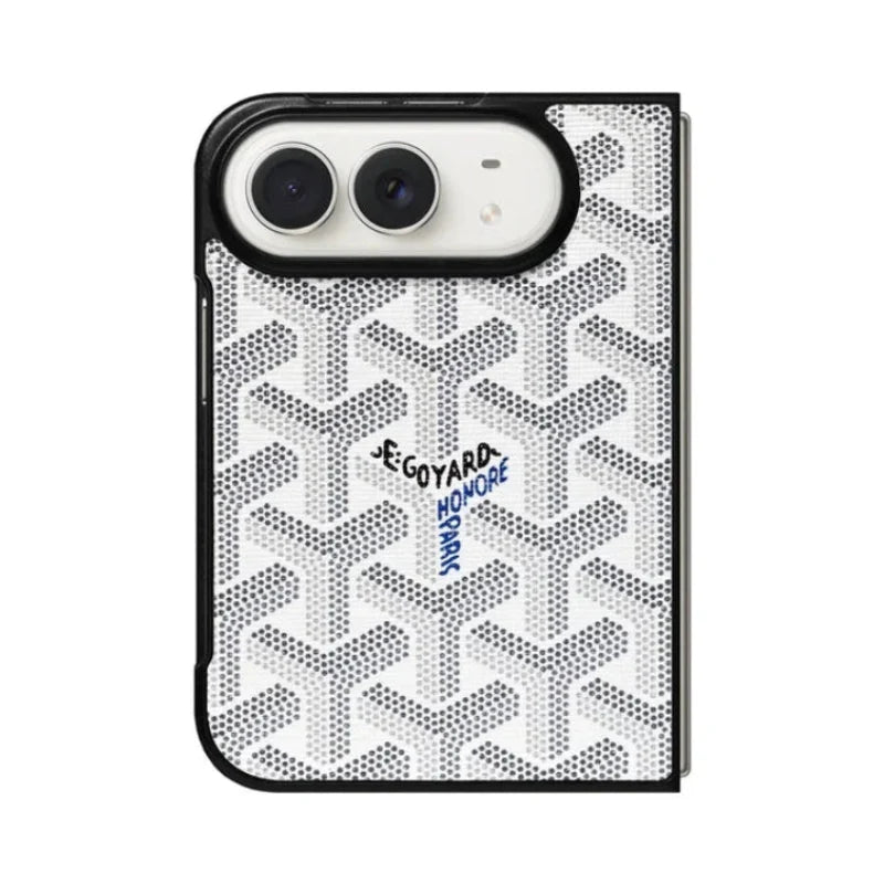 Luxury GYD Monogram Case Logo White for iPhone Duo
