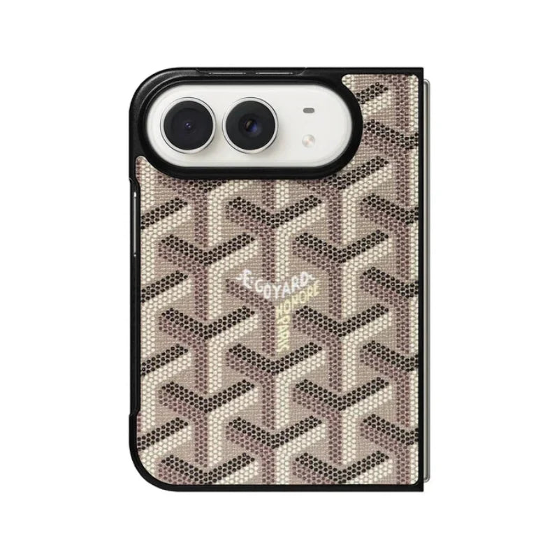 Luxury GYD Monogram Case Logo Beige for iPhone Duo