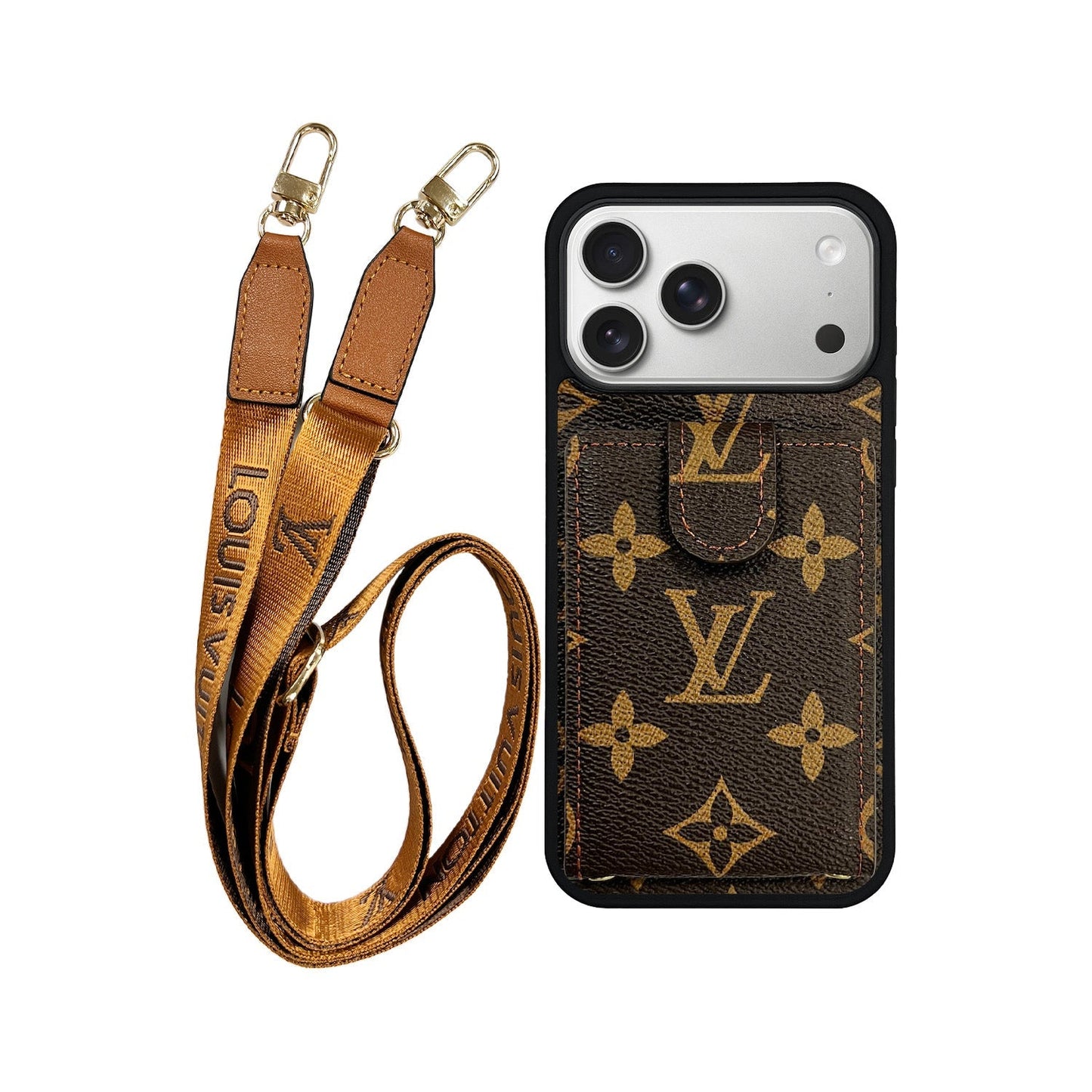 Louis Vuitton Brown Monogram Cardholder Lanyard for iPhone 12-17 Series