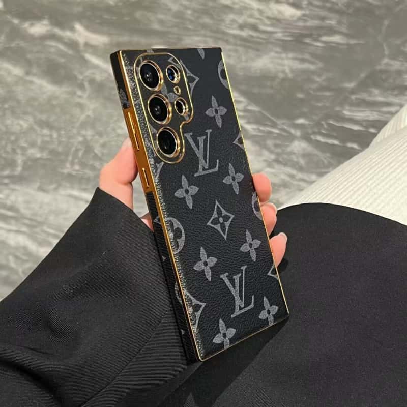Luxury Monogram Style PU Leather Case for Samsung Galaxy S22-S26 Series