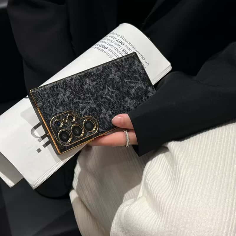 Luxury Monogram Style PU Leather Case for Samsung Galaxy S22-S26 Series