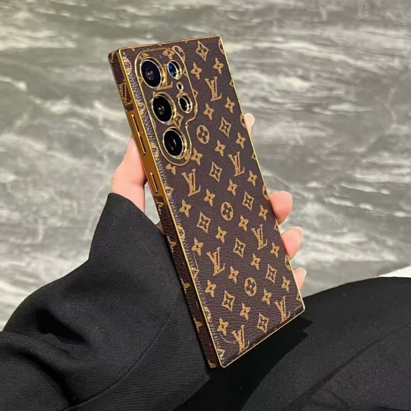 Luxury Monogram Style PU Leather Case for Samsung Galaxy S22-S26 Series