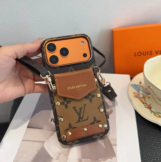 Luxury LV Phone Case with Strap For iPhone 17/ 16/ 15/ 14