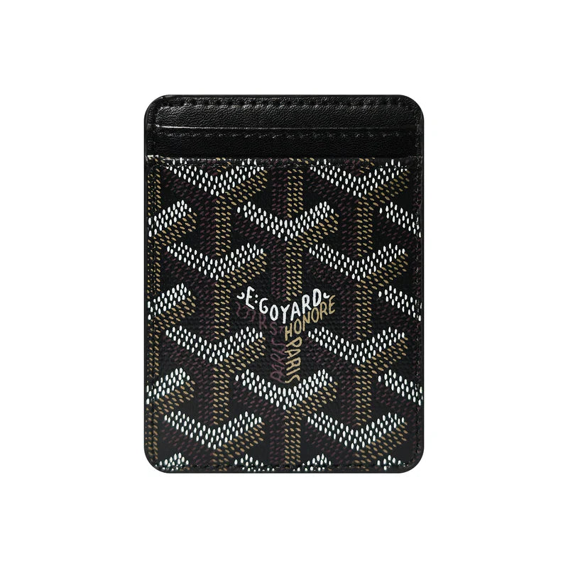 Premium Classic Black magnetic MagSafe card holder with a luxurious geometric pattern