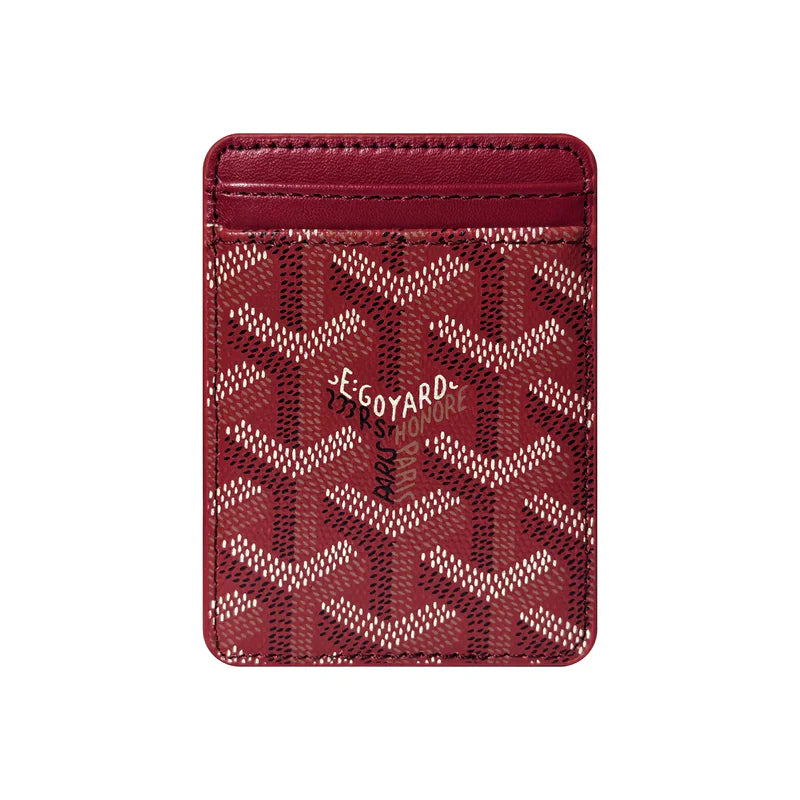  Premium Heritage Red magnetic MagSafe card holder with a luxurious geometric pattern