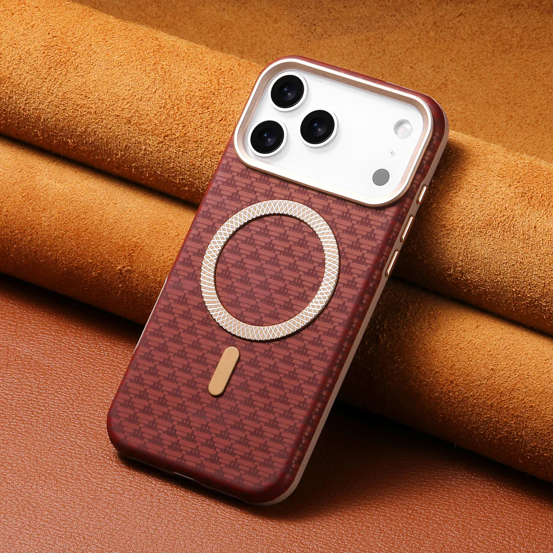 Premium Triangle Pattern Leather Magnetic Case For iPhone 17 16 15 14