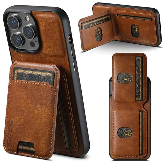 Luxury Case Card Holder Leather Magnetic Pocket Cover For iPhone 16 15 14
