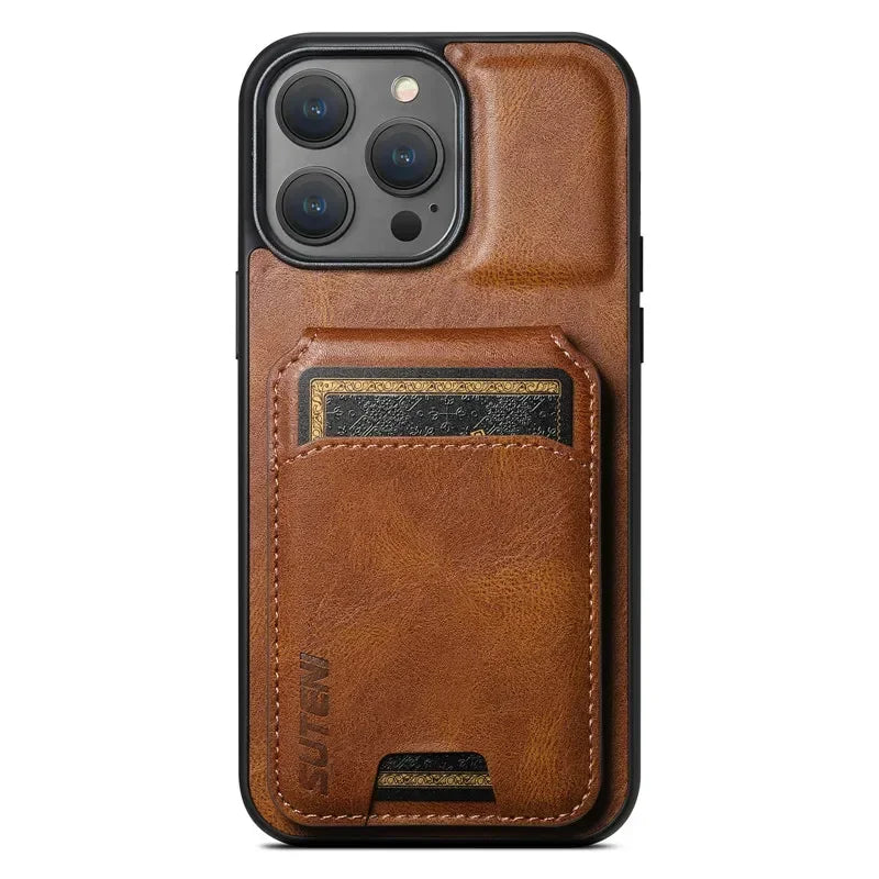 Luxury Case Card Holder Leather Magnetic Pocket Cover For iPhone 16 15 14