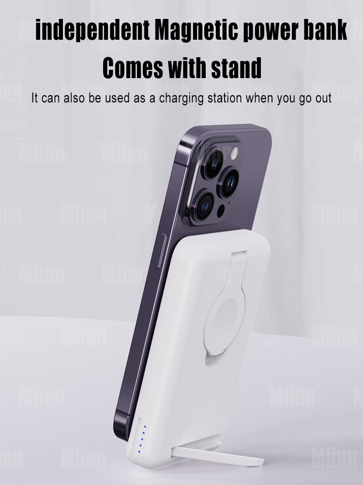 MacSafe 3 in 1 Magnetic Power Bank Wireless Charging Station 5000mAh External Auxiliary Battery For iPhone 14/13/12 Apple Watch