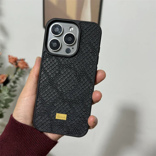Luxury relief Snakeskin pattern leather Retro Case for iPhone 16 15 14