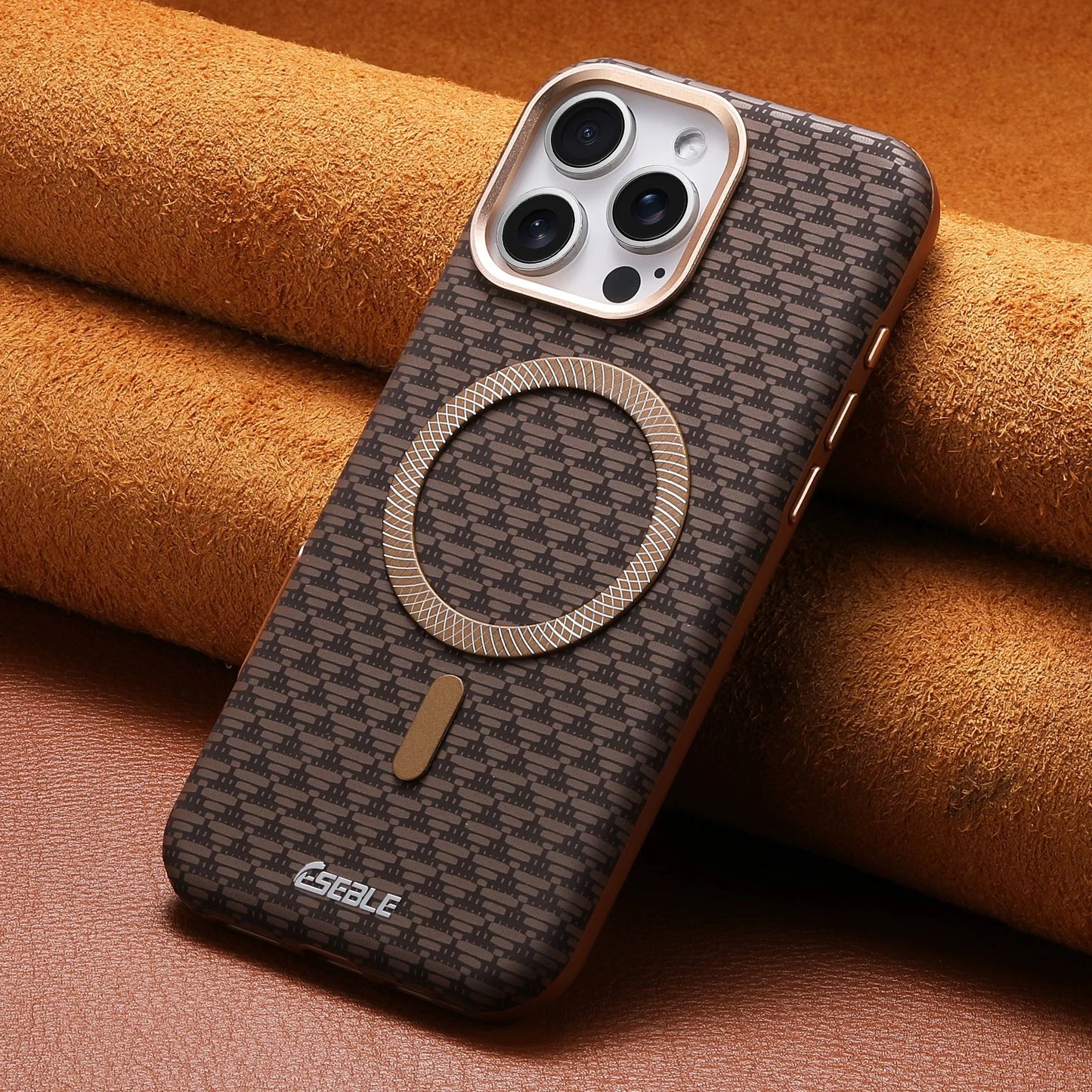 Premium Triangle Pattern Leather Magnetic Case For iPhone 17 16 15 14