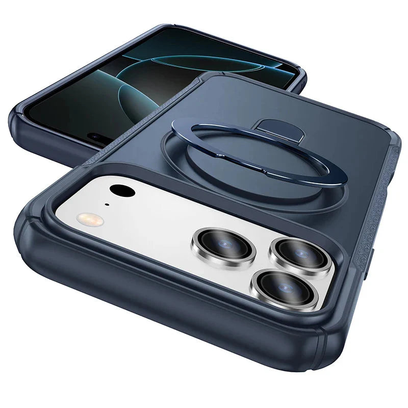 Metal Ring Stand  Magnetic Case Wireless Charger Cover Funds For Magsafe IPhone 17/ 16 /15 14 THEROXYMOB