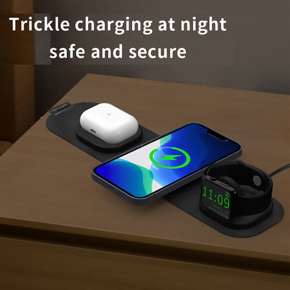 3 in 1 Travel Wireless Charger Foldable for iPhone / Apple Watch / AirPods - theroxymob