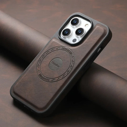 Leather Cover Magnetic for Magsafe Anti-knock for iPhone 16 15 14