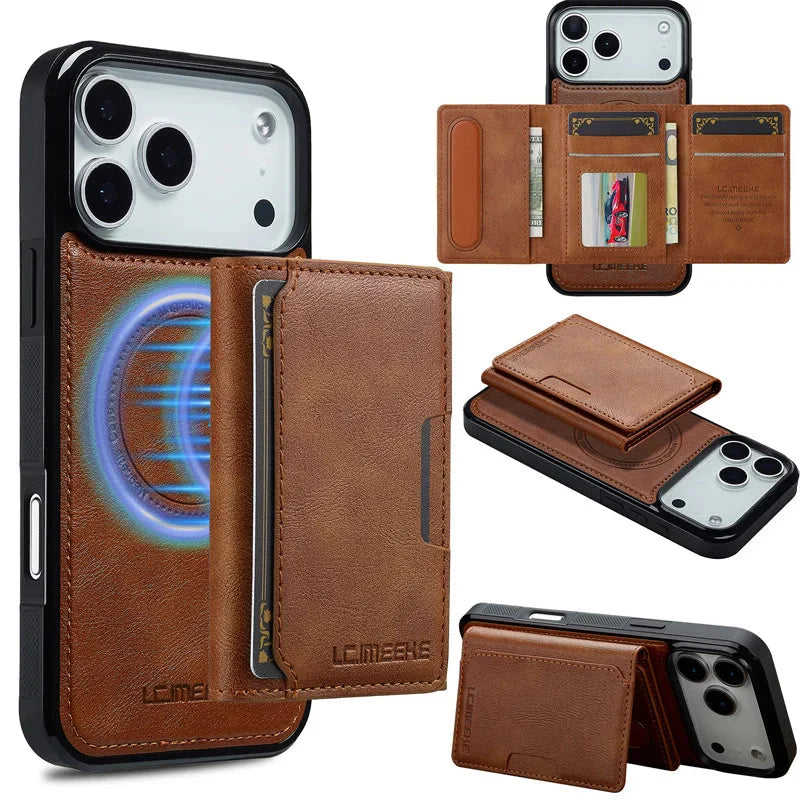 MagSafe Magnetic Flip Leather Phone Case for iPhone 17/ 16/ 15 THEROXYMOB