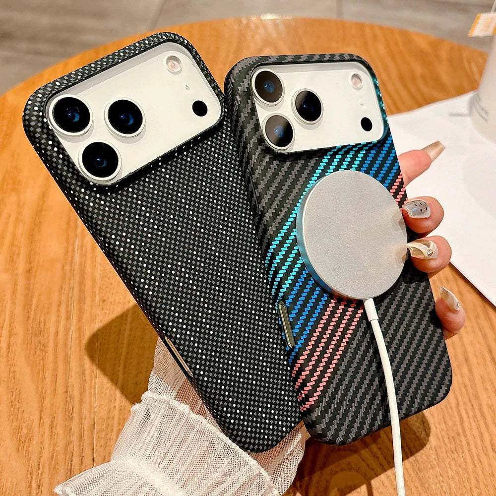 Luxury carbon fibre magsafe charging phone case for iPhone 17/16/15 THEROXYMOB