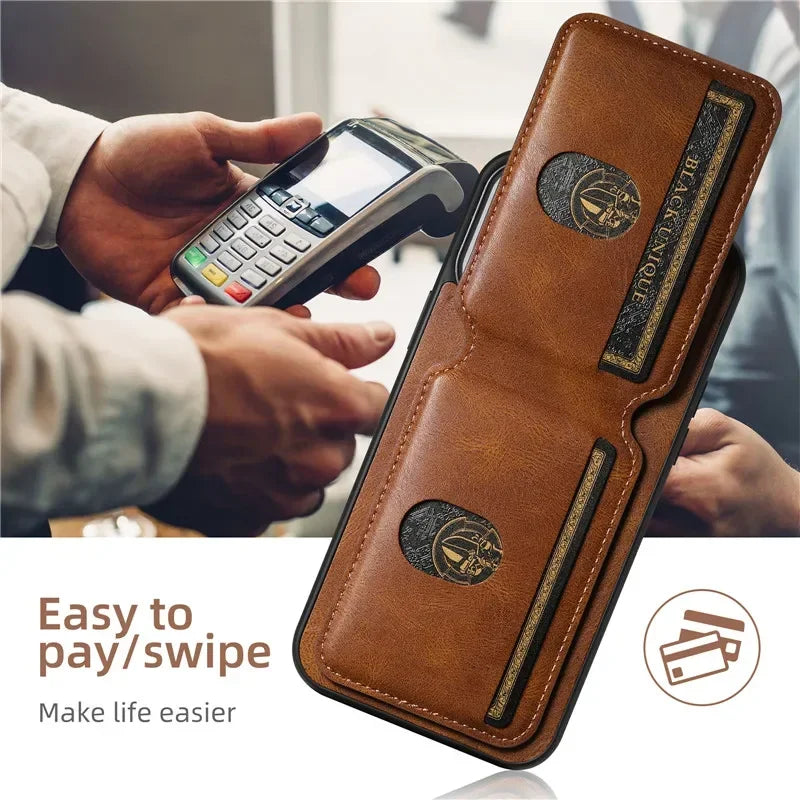 Luxury Case Card Holder Leather Magnetic Pocket Cover For iPhone 16 15 14