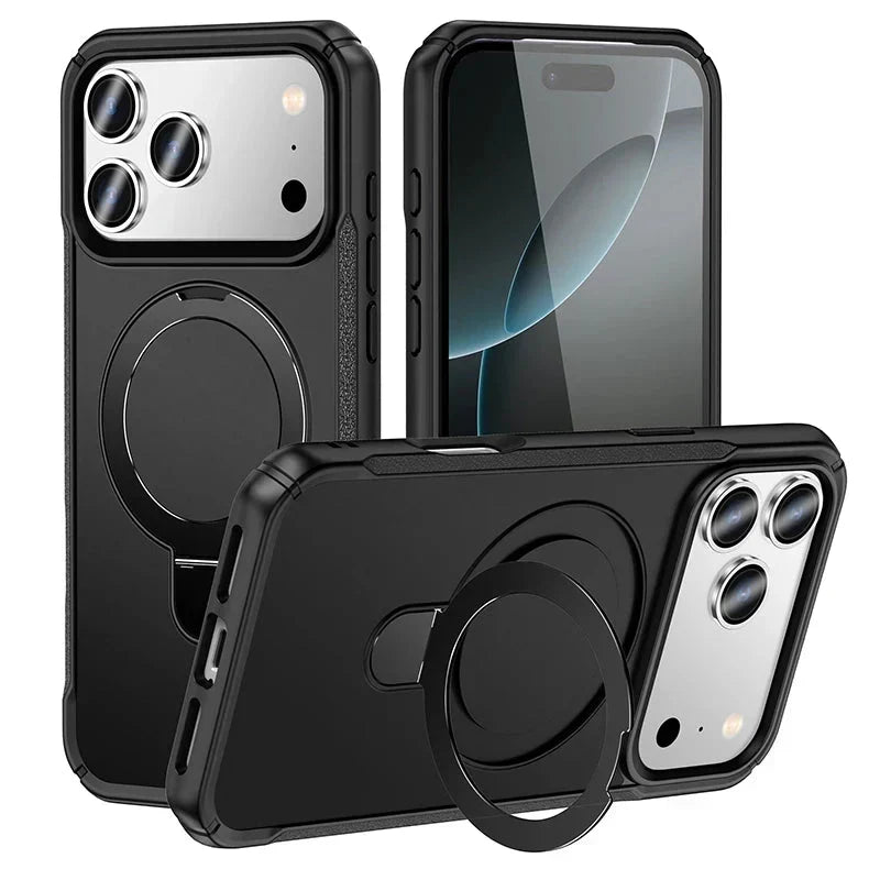 Metal Ring Stand  Magnetic Case Wireless Charger Cover Funds For Magsafe IPhone 17/ 16 /15 14 THEROXYMOB
