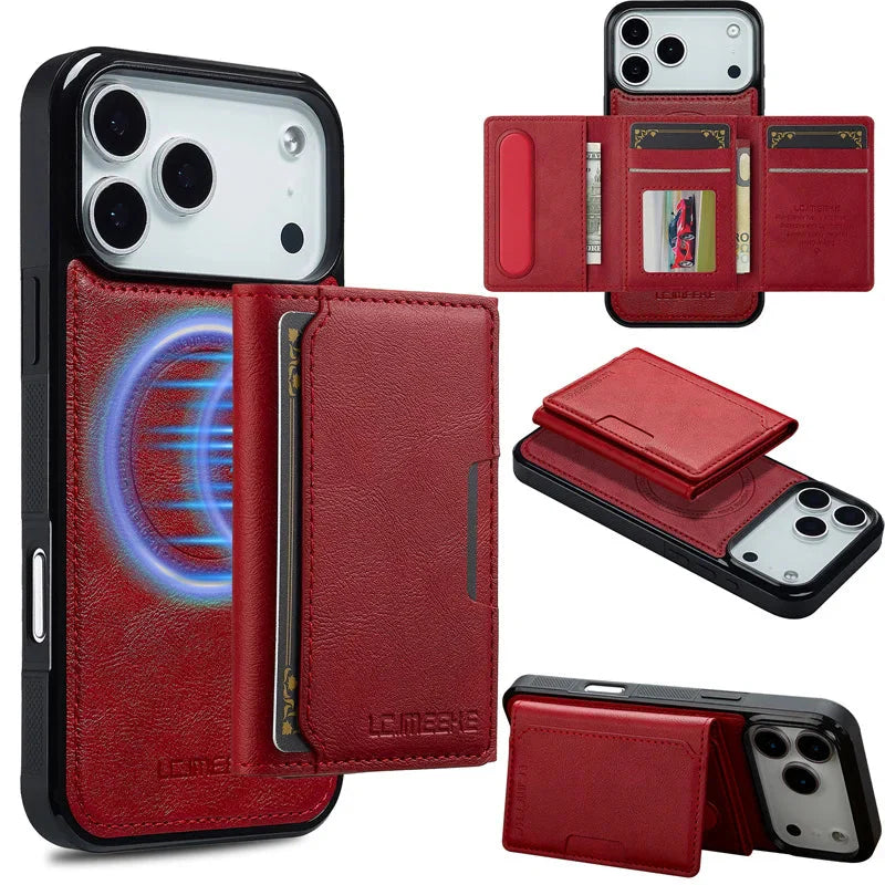 MagSafe Magnetic Flip Leather Phone Case for iPhone 17/ 16/ 15 THEROXYMOB
