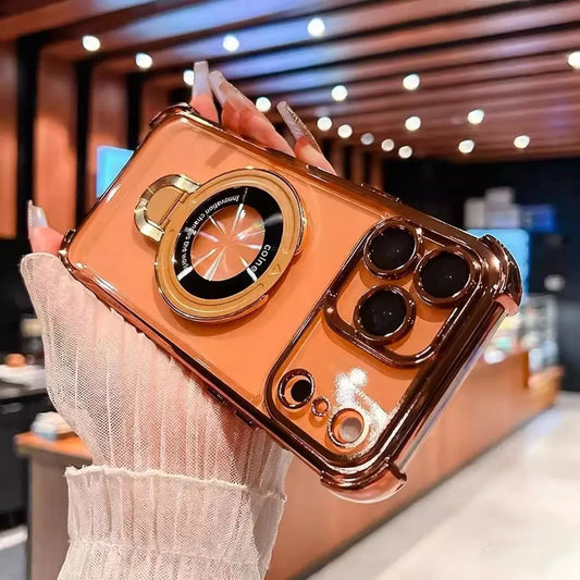 New In Phone Case- Four Corners Air Cushion Anti-fall Case with Invisible Ring Stand for iPhone 17/ 16 /15 /14