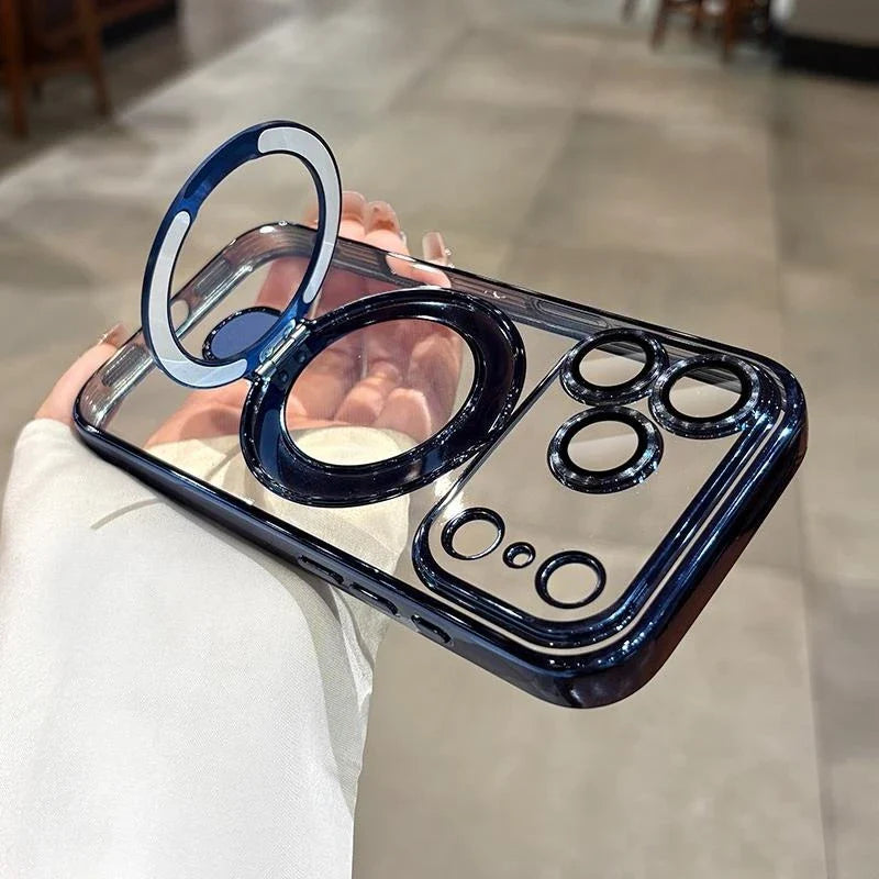 New In Phone Case- Four Corners Air Cushion Anti-fall Case with Invisible Ring Stand for iPhone 17/ 16 /15 /14