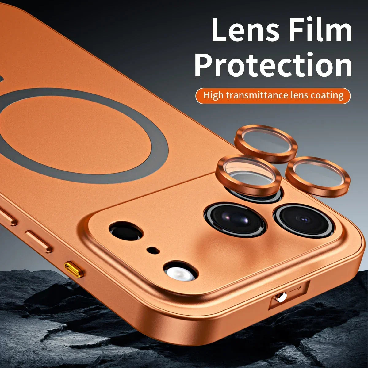 Luxurious Aluminum Magnetic Phone Case Lens Glass Protective For iPhone 12-18 Pro & Pro Max
