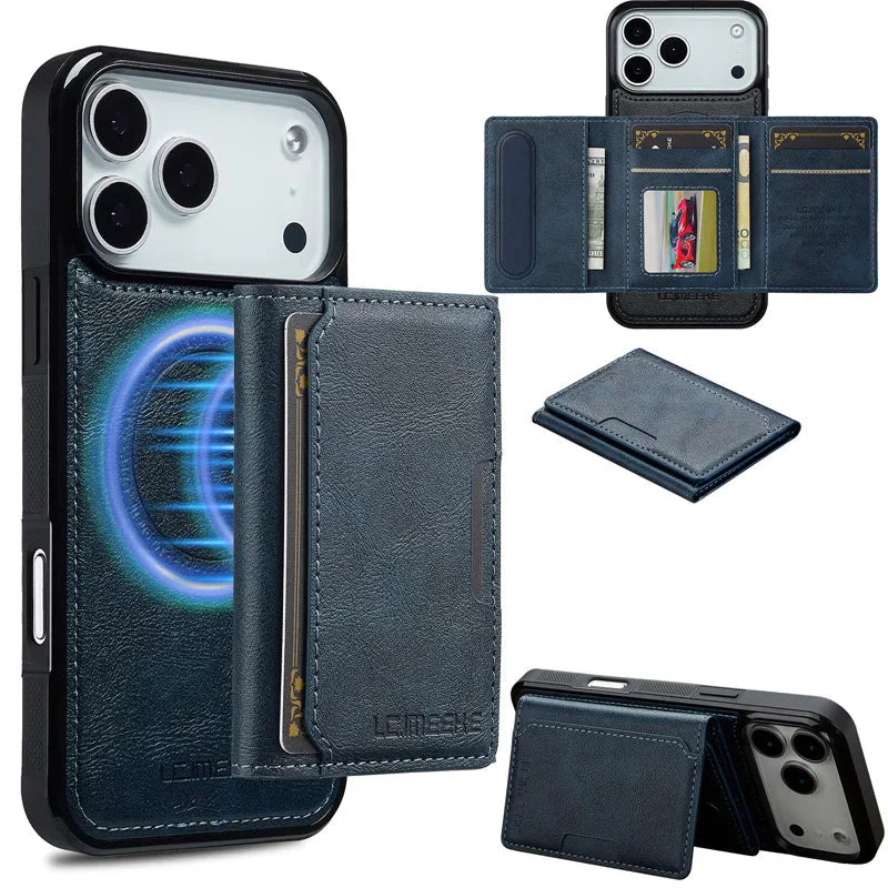 MagSafe Magnetic Flip Leather Phone Case for iPhone 17/ 16/ 15 THEROXYMOB