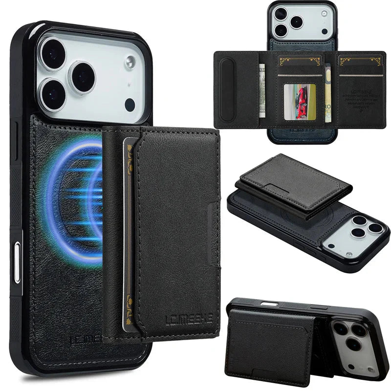 MagSafe Magnetic Flip Leather Phone Case for iPhone 17/ 16/ 15 THEROXYMOB