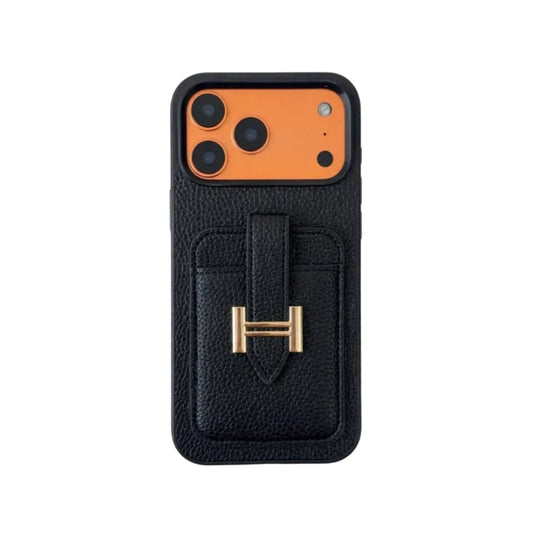 HRM Leather Card Holder Case with H Buckle