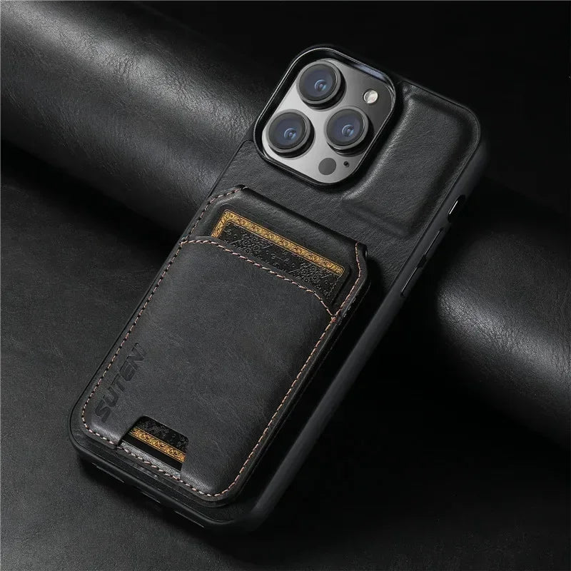 Luxury Case Card Holder Leather Magnetic Pocket Cover For iPhone 16 15 14