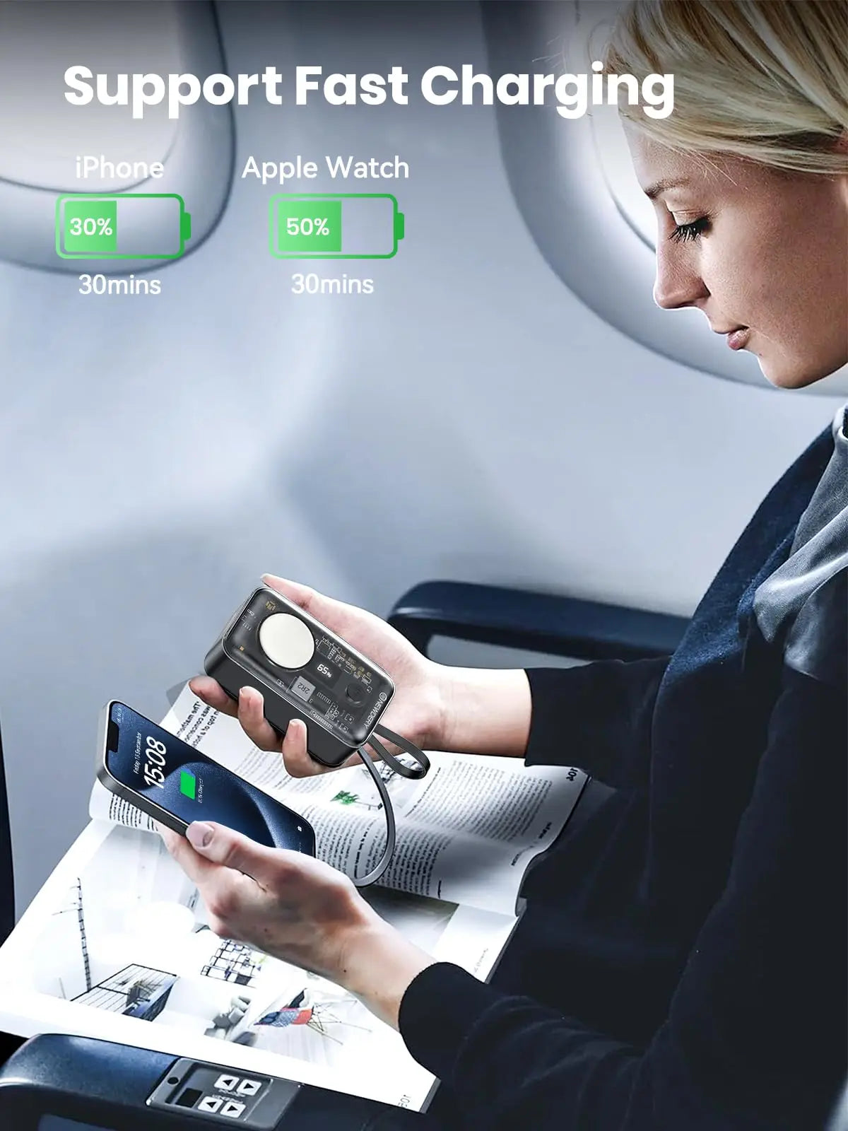 4 In 1 Built-in Two Cables Power Bank
