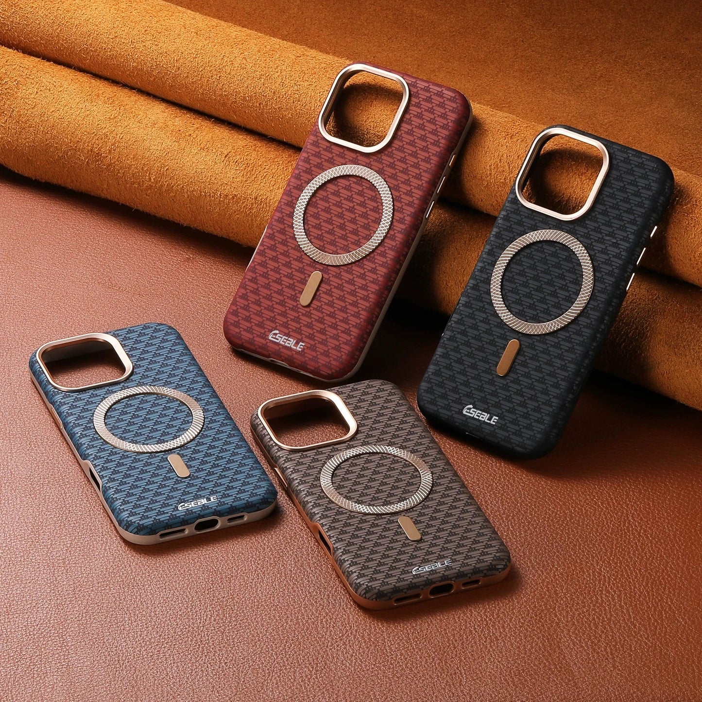 Premium Triangle Pattern Leather Magnetic Case For iPhone 17 16 15 14