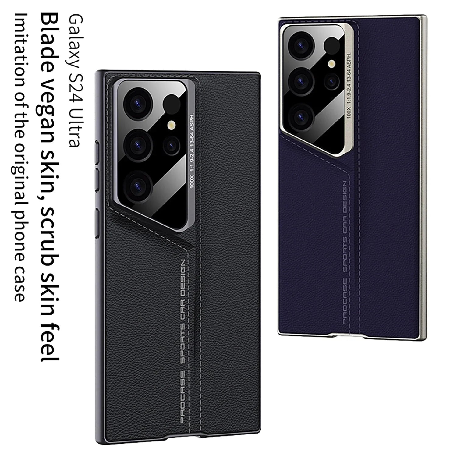 Luxury Plain Leather Case Lens Protection For Samsung Galaxy S25 S24 S23 THEROXYMOB