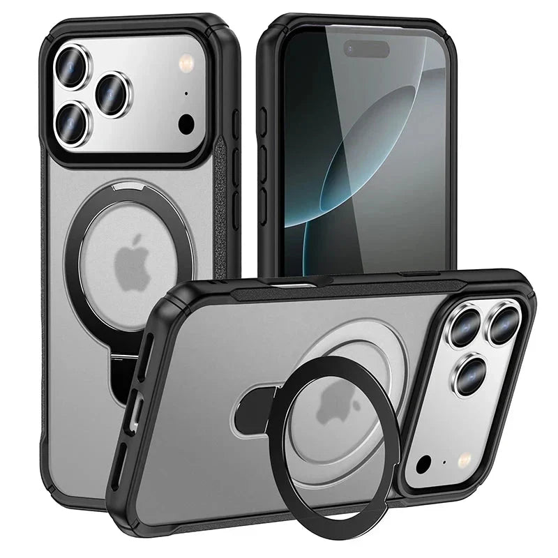 Metal Ring Stand  Magnetic Case Wireless Charger Cover Funds For Magsafe IPhone 17/ 16 /15 14 THEROXYMOB