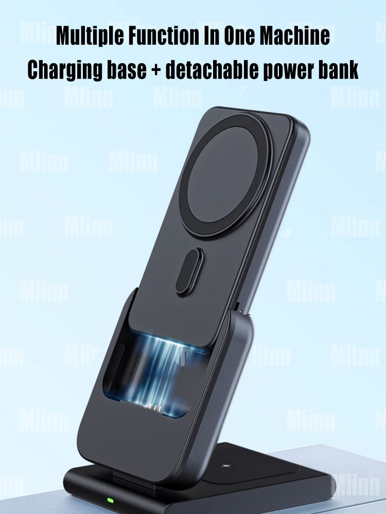 MacSafe 3 in 1 Magnetic Power Bank Wireless Charging Station 5000mAh External Auxiliary Battery For iPhone 14/13/12 Apple Watch