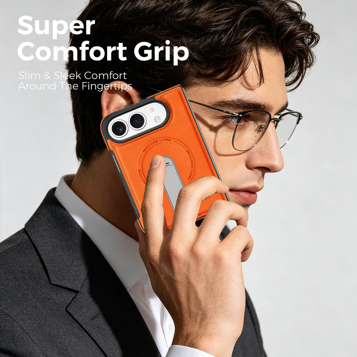 Leather Magnetic Ring Stand Case for iPhone Duo