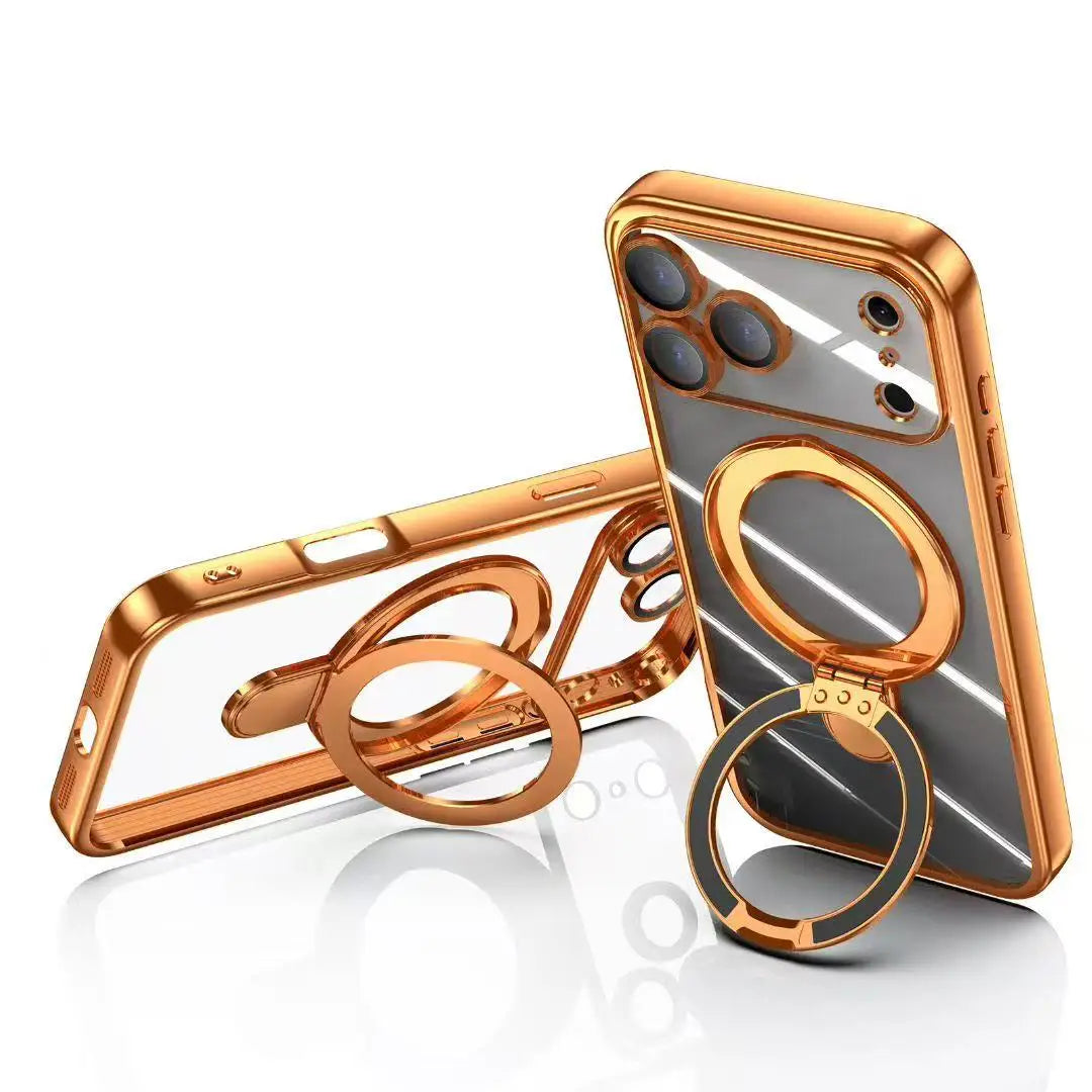 New In Phone Case- Four Corners Air Cushion Anti-fall Case with Invisible Ring Stand for iPhone 17/ 16 /15 /14