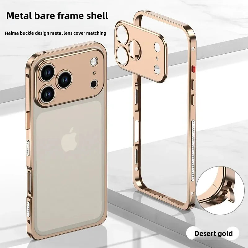 Luxury Original Colour Rugged Aluminum Alloy Slim Frame Case Metal Lens Frame Cold Cut Protect Cover For iPhone 17/ 16 /15 /14