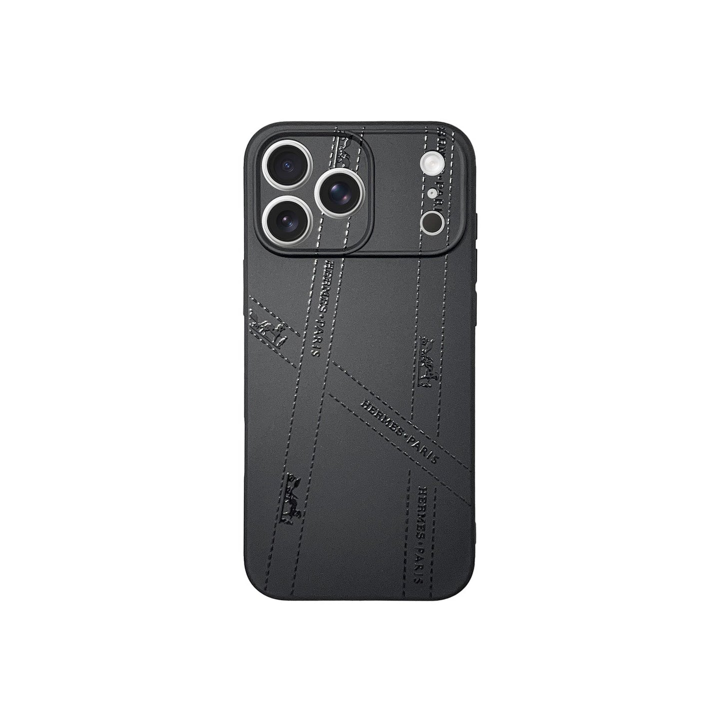 Hermes All Black Phone Case For iPhone 17/ 16/ 15/ 14