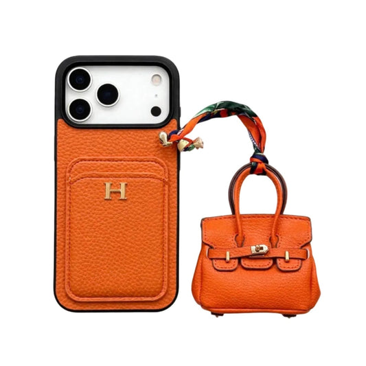 HRM Leather Case with Mini Handbag Charm for iPhone 14-18 Pro & Pro Max