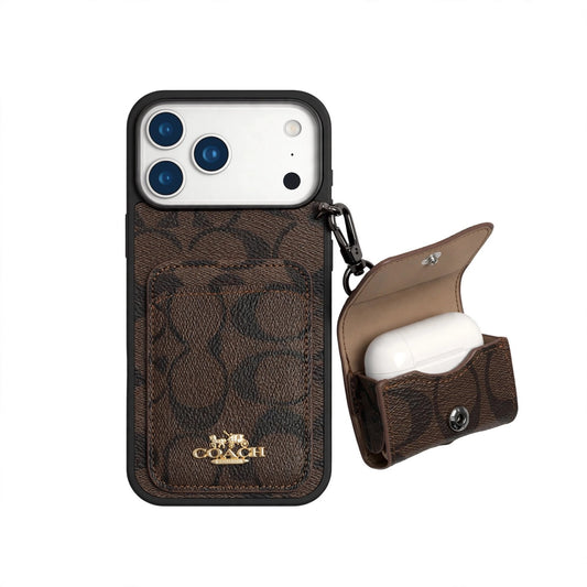 Luxury Monogram Phone Case with Detachable Earbud Pouch